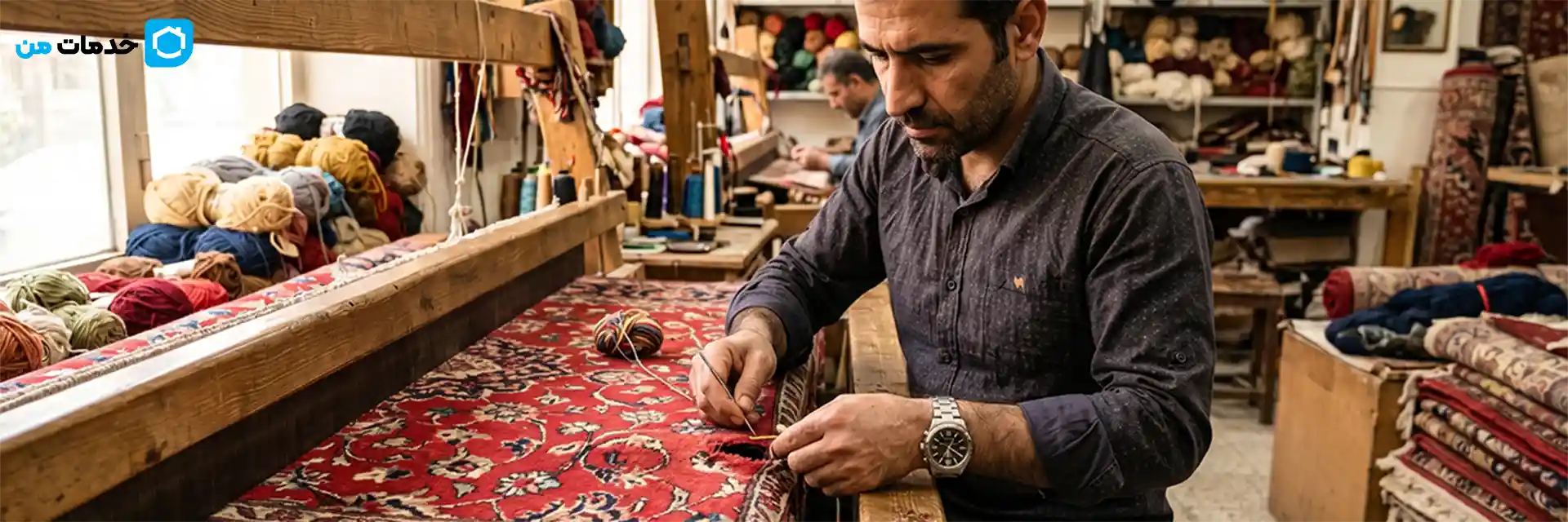 خدمات رفوگری و ترمیم فرش | خدمات من